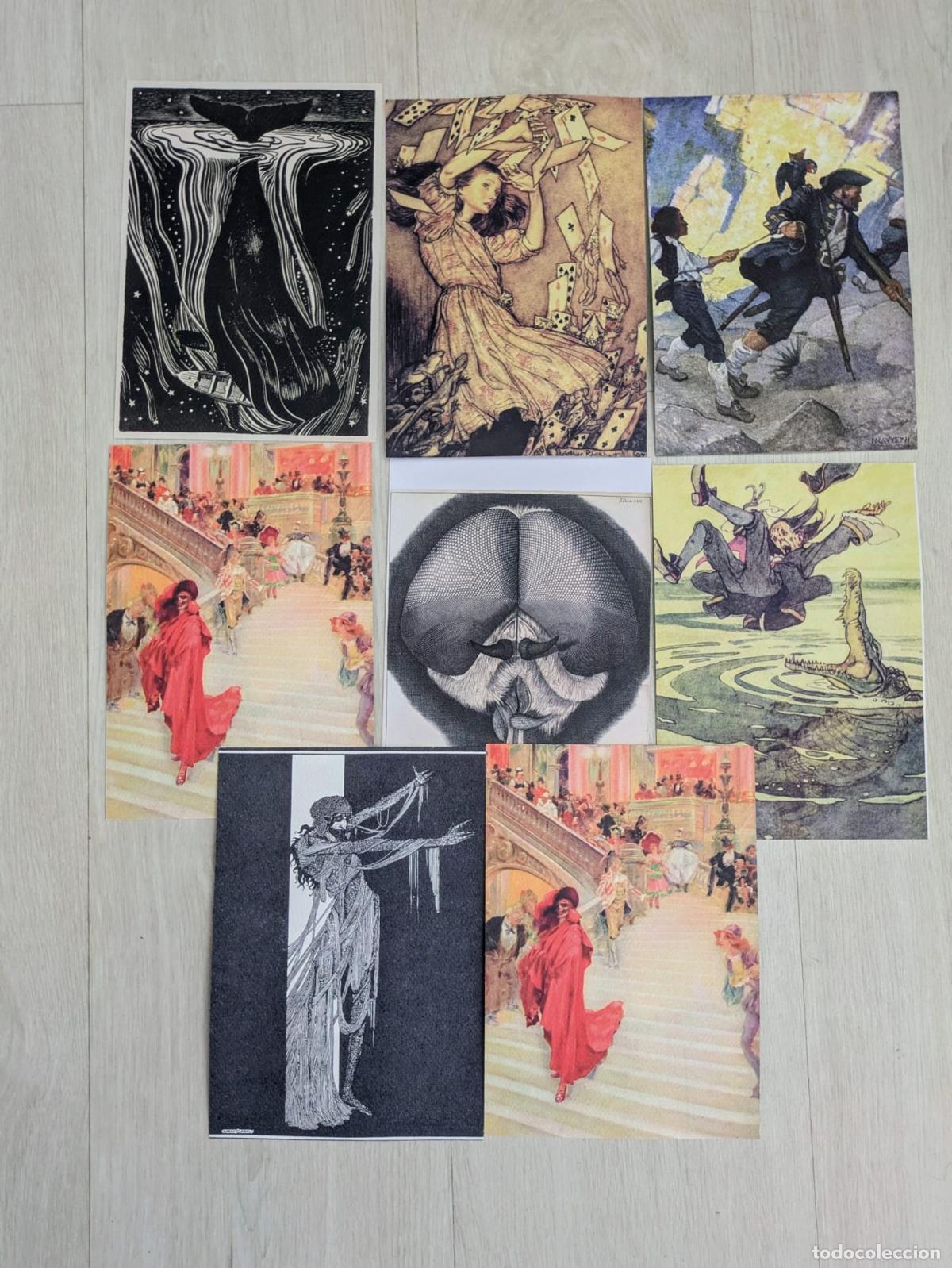 Coleccionismo: Lote de 8 L&aacute;minas Ilustradores de &Eacute;poca. Moby Dick. Alice in wonderland. La isla del tesoro. Etc.