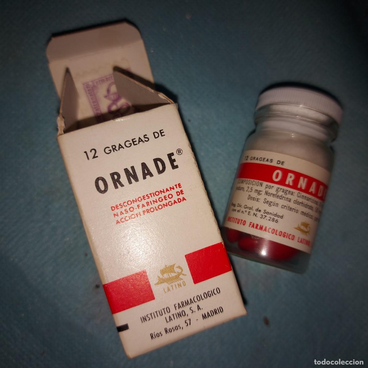 Coleccionismo: antiguo medicamento de farmacia, ornade, descongestionante