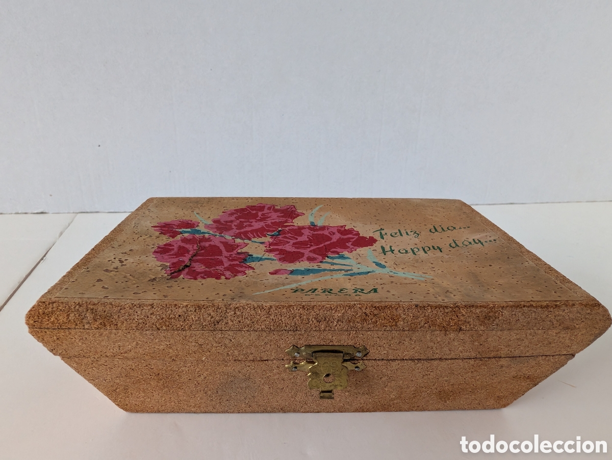 Coleccionismo: Antiguo Cofre Corcho PARERA A&ntilde;os 60 - Colonia ROMANCE Completo y LLENO de Origen - Nuevo de Stock Dr