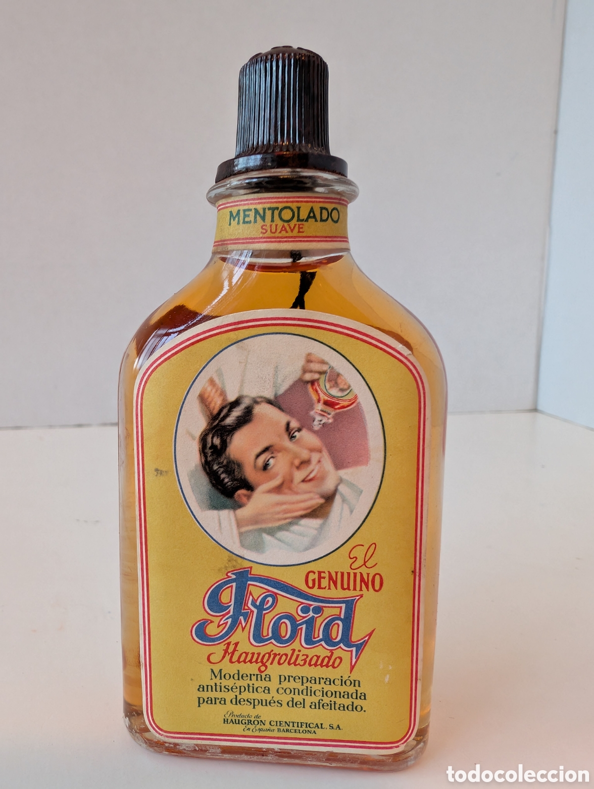 Coleccionismo: Antiguo Frasco LLENO Masaje FLO&Iuml;D Haugrolizado Mentolado Suave - SELLO DE PLOMO INTACTO - D&eacute;cada 197