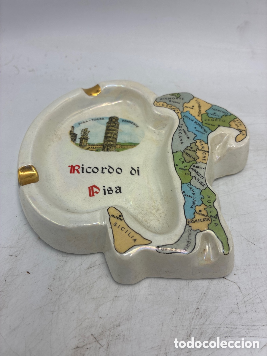 Coleccionismo: Antiguo cenicero con publicidad Ricordo di Pisa.
