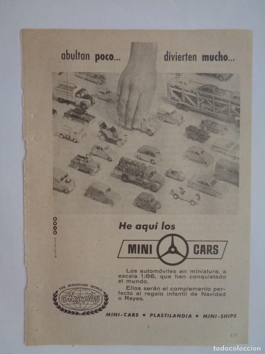 Coleccionismo: HOJA DE REVISTA CON ANUNCIO COCHES JUGUETE DE MINICARS , DE ANGUPLAS . A&Ntilde;OS 50