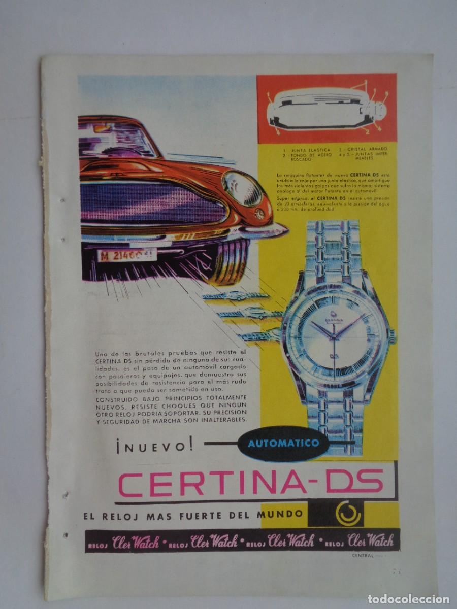 Coleccionismo: HOJA DE REVISTA CON ANUNCIO DE RELOJ CERTINA - DS. A&Ntilde;OS 50