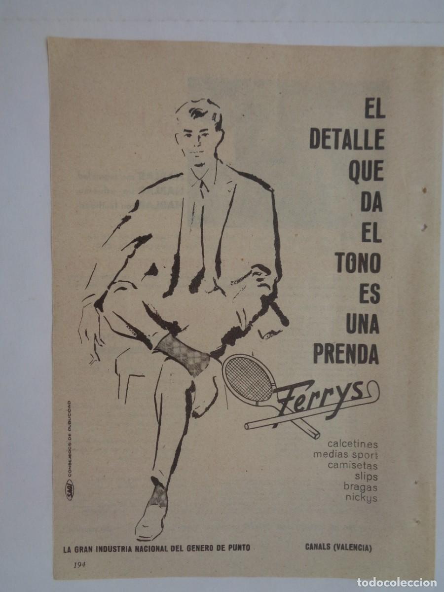 Coleccionismo: HOJA DE REVISTA CON ANUNCIO DE PRENDAS DE PUNTO FERRYS . A&Ntilde;OS 60