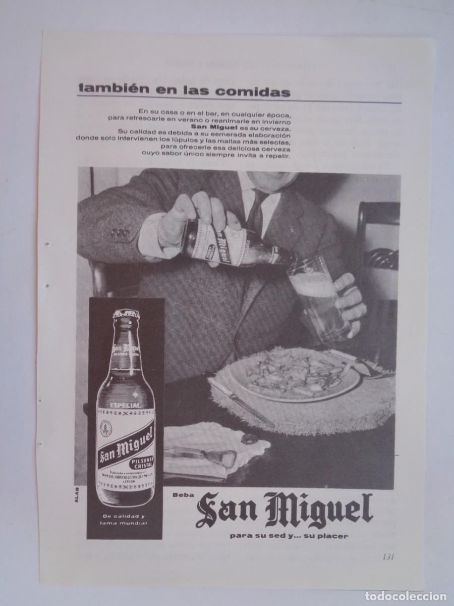 Coleccionismo: HOJA DE REVISTA CON ANUNCIO DE CERVEZA SAN MIGUEL . A&Ntilde;OS 60