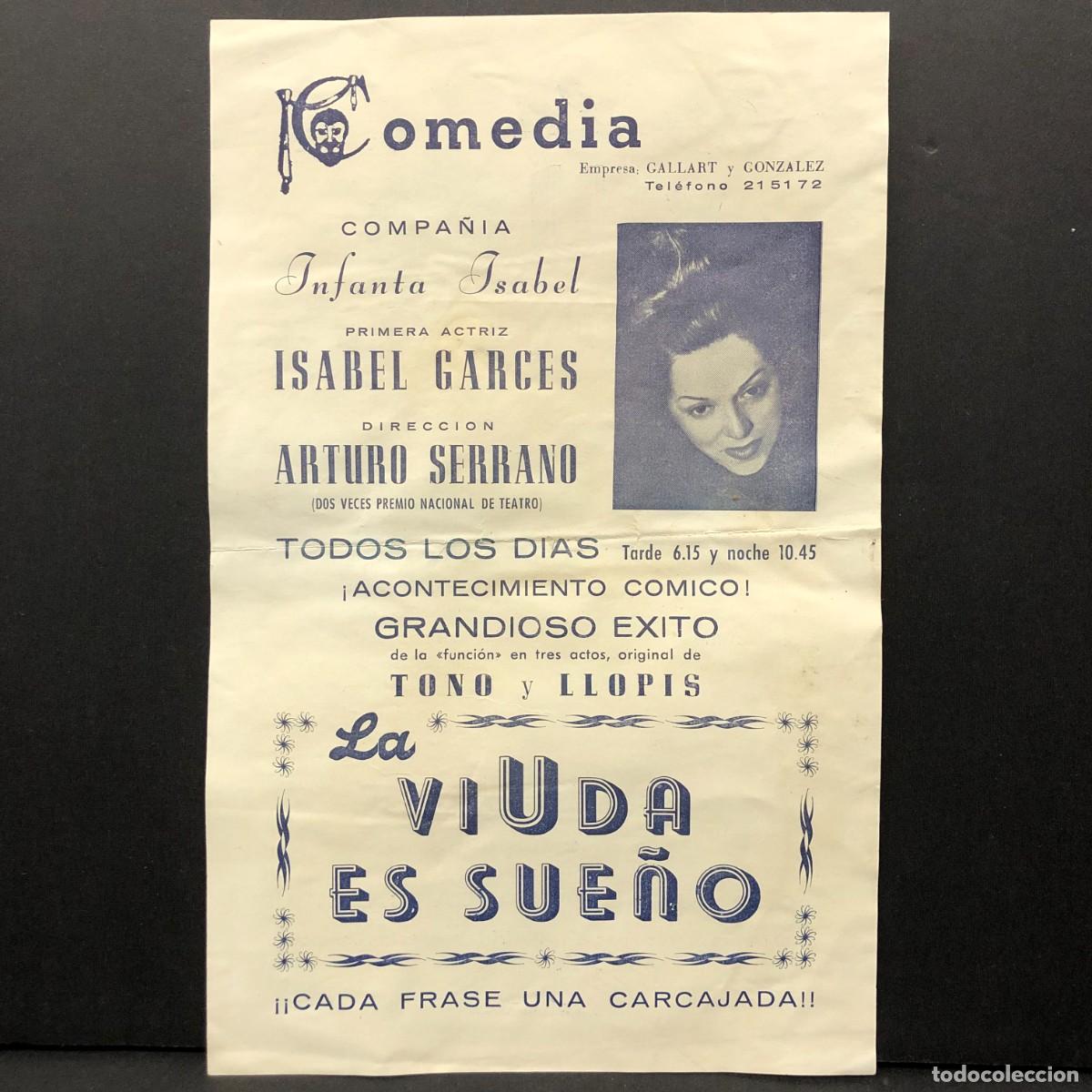 Coleccionismo: PROGRAMA - LA VIUDA ES SUE&Ntilde;O - COMEDIA - COMPA&Ntilde;IA INFANTA ISABEL - ISABEL GARCES - ARTURO / 5308
