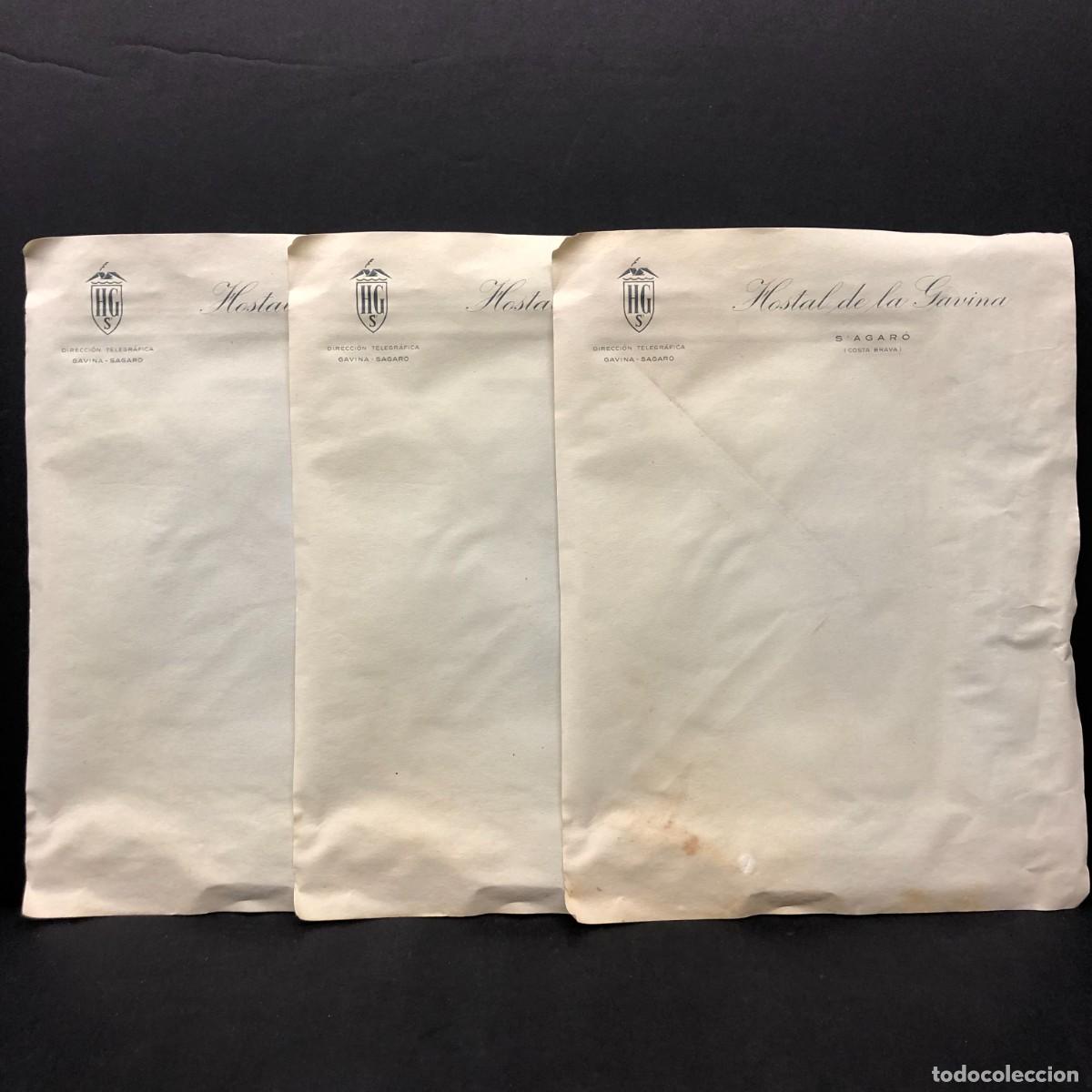 Coleccionismo: TRES HOJAS DEL HOSTAL DE LA GAVINA - S'AGAR&Oacute; - COSTA BRAVA - HOJAS EN BLANCO - A&Ntilde;OS 20 / 5335