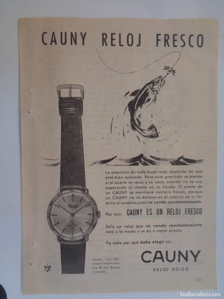 Coleccionismo: HOJA DE REVISTA CON ANUNCIO DE RELOJ CAUNY . A&Ntilde;OS 60