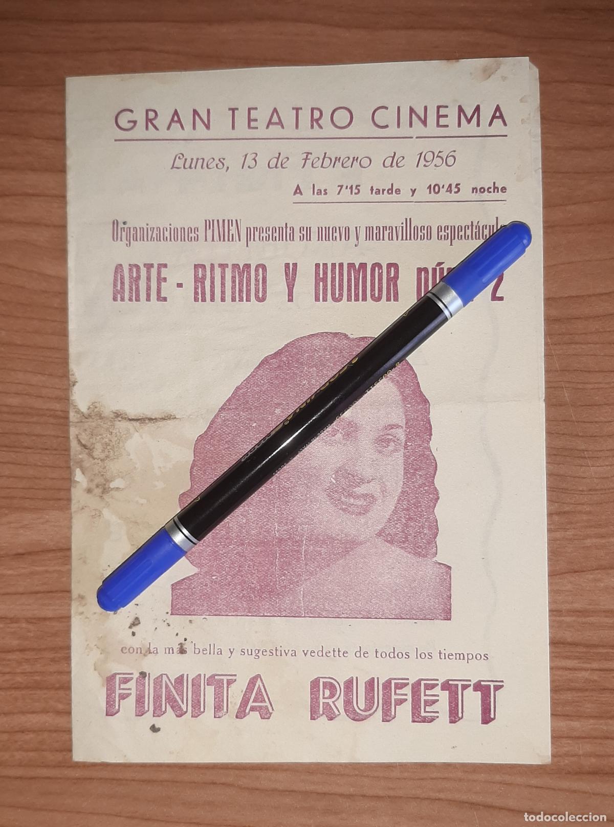 Coleccionismo: PROGRAMA CARAVACA GRAN TEATRO CINEMA 1956 ARTE RITMO Y HUMOR FINITA RUFETT