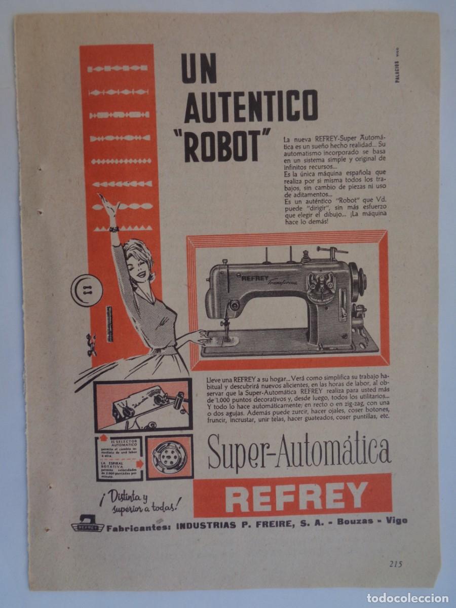 Coleccionismo: HOJA DE REVISTA CON ANUNCIO DE MAQUINA DE COSER REFREY . A&Ntilde;OS 50