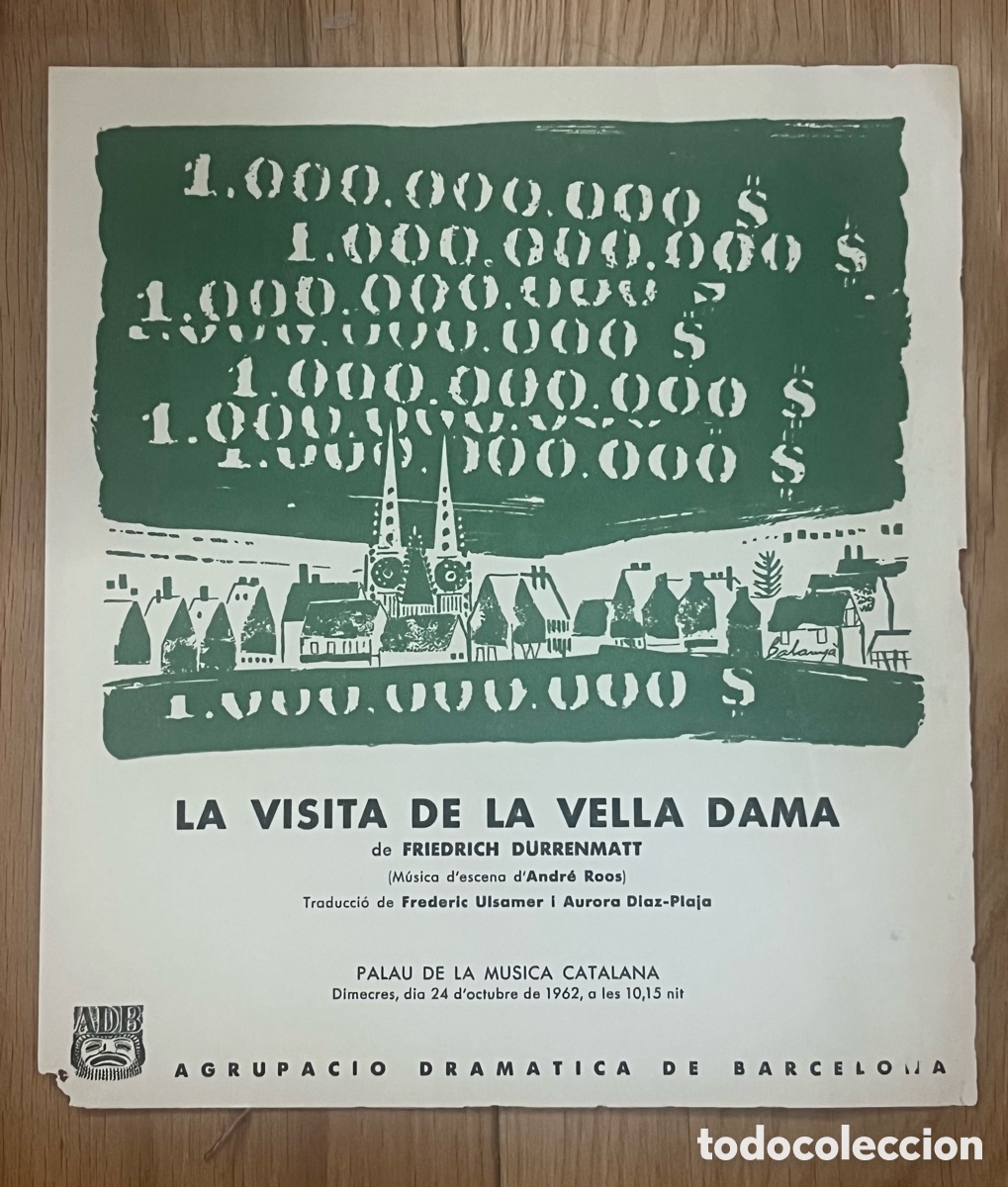 Coleccionismo: LA VISITA DE LA VELLA DAMA - PALAU DE LA MUSICA CATALANA - 24 D'OCTUBRE DE 1962