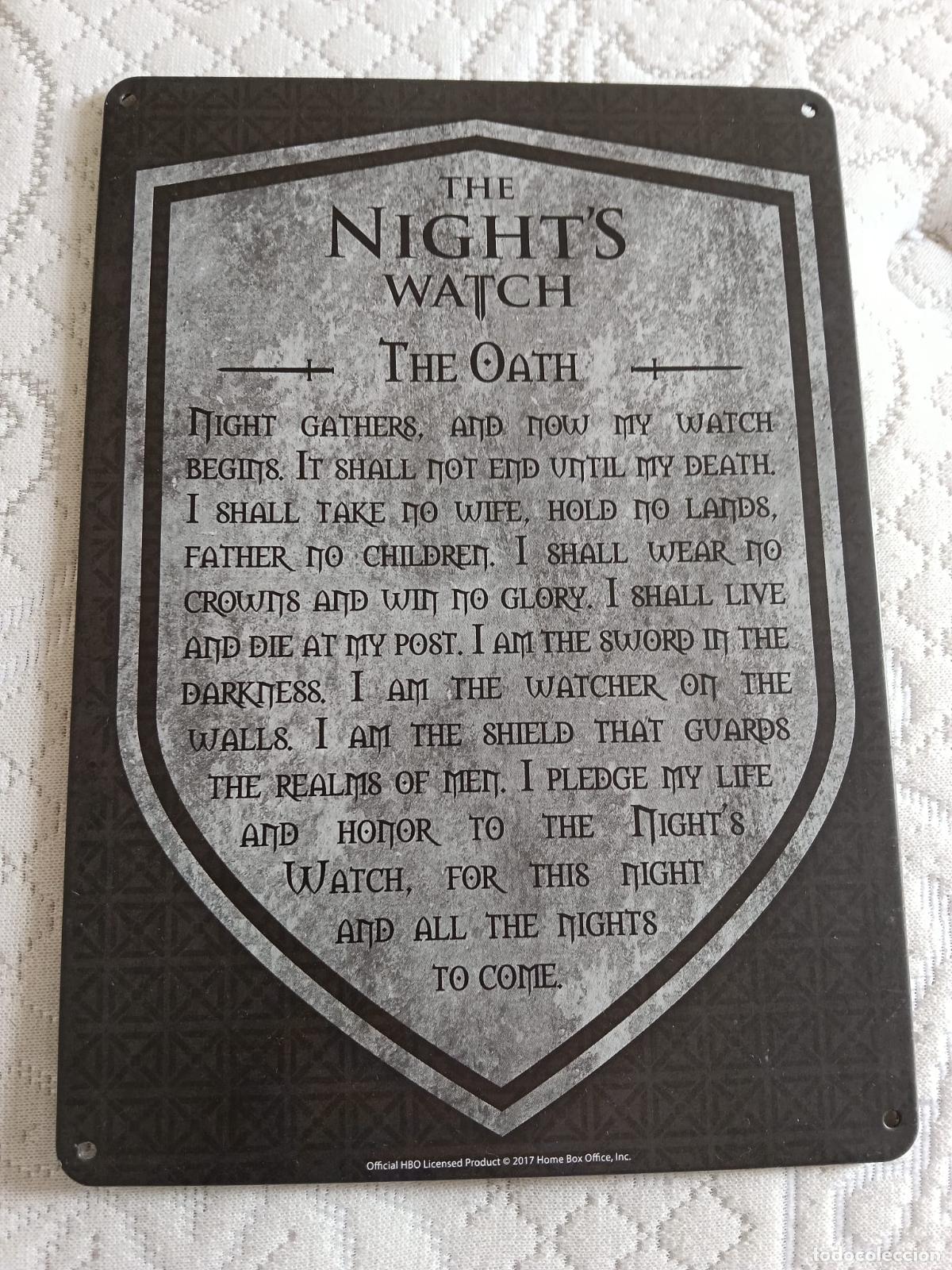 Coleccionismo: PLACA JURAMENTO GUARDIA DE LA NOCHE - NIGHT'S WATCH - JUEGO DE TRONOS - GOT