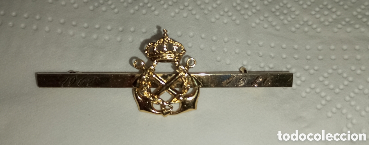 Coleccionismo: Pisacorbata de la Armada espa&ntilde;ola En plata con ba&ntilde;o de oro.Lleva grabado la fecha 1961-1986