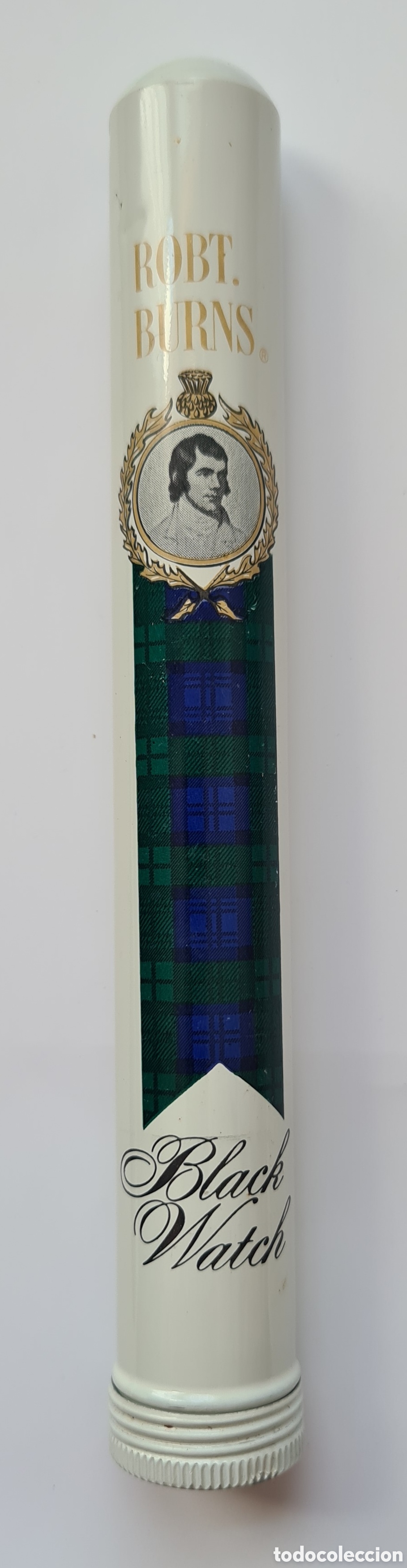 Coleccionismo: Envase para puro de metal Robert Burns, Black Watch