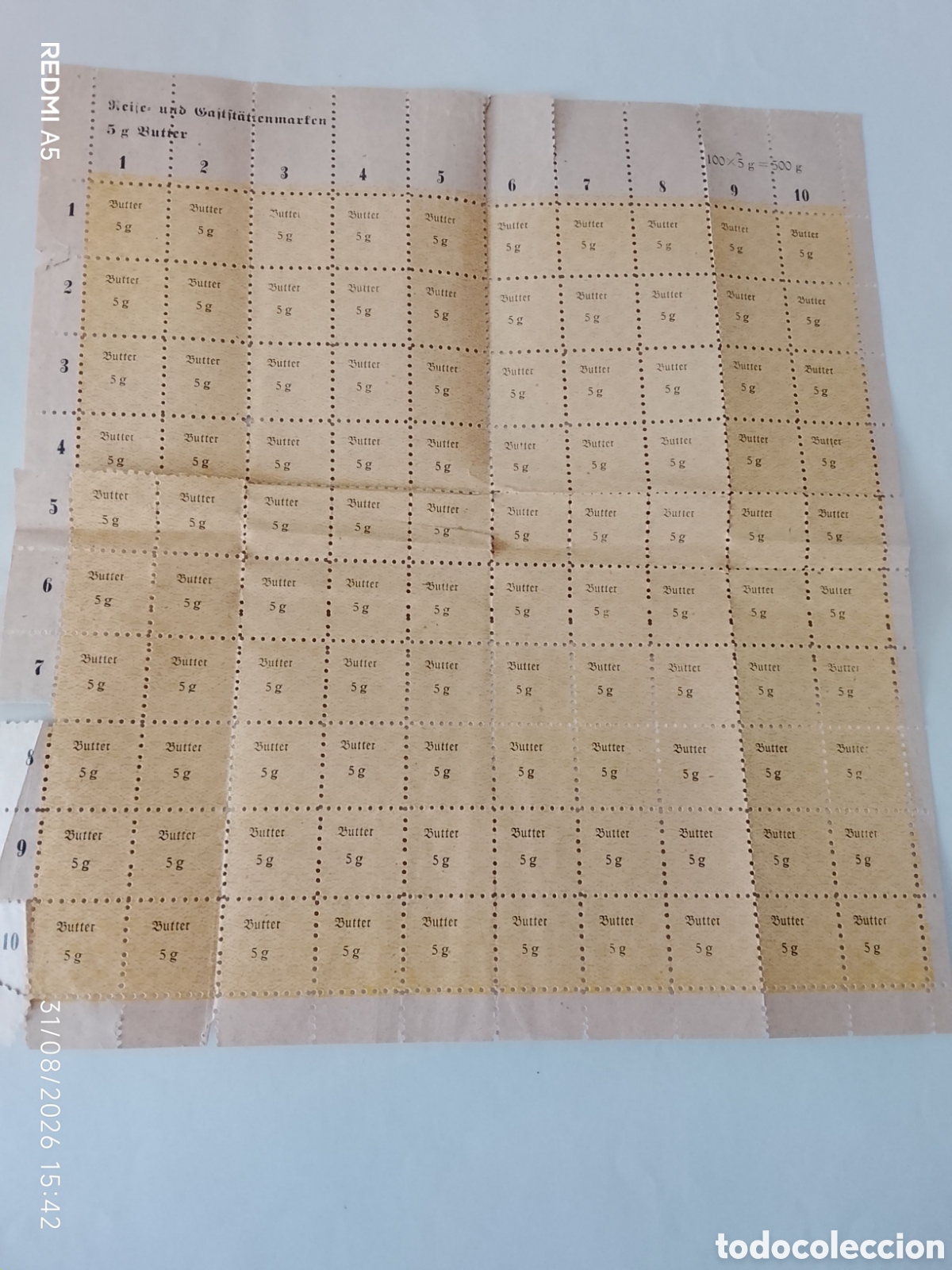 Coleccionismo: 1941,42.Originales bonos de racionamiento comida 2&deg; guerra mundial.