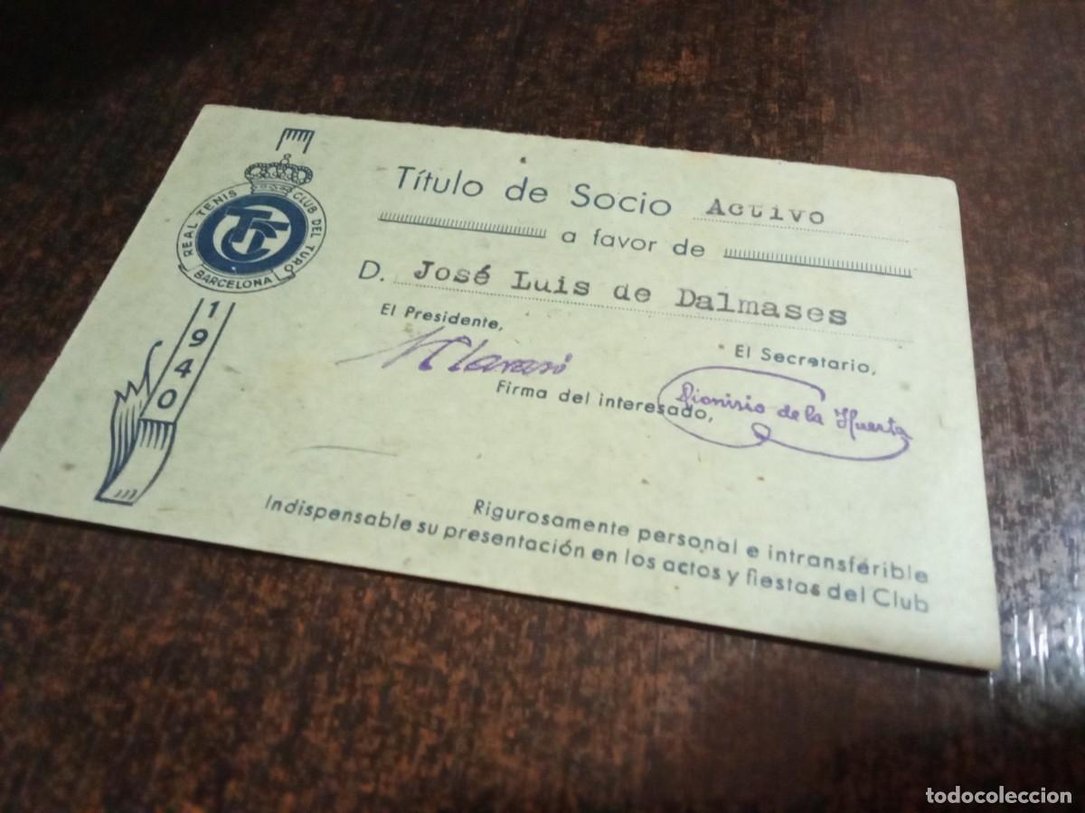 Coleccionismo: Real Tenis Club del Tur&oacute;.Titol de soci.