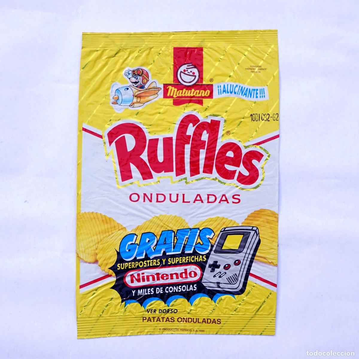 Coleccionismo: Bolsa Matutano Ruffles Onduladas Promoci&oacute;n Nintendo GameBoy Superfichas Super Mario NES 1992