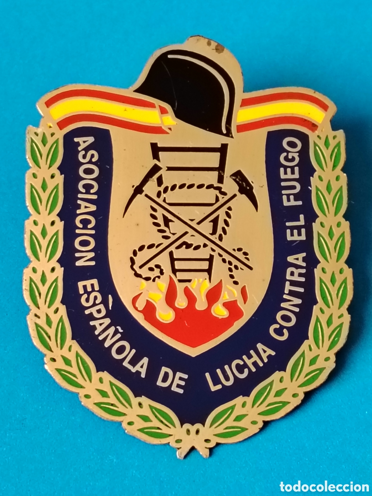 Coleccionismo: Chapa asociaci&oacute;n Espa&ntilde;ola de lucha contra el fuego (Bomberos)