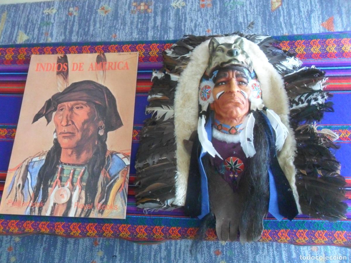 Coleccionismo: M&Aacute;SCARA COLGAR PARED INDIO NATIVO NORTEAMERICANO CABEZA LOBO. REGALO PORTAFOLIO INDIOS DE AM&Eacute;RICA.