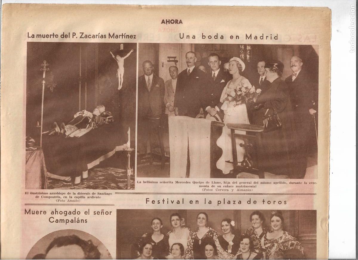 Coleccionismo: A&Ntilde;O 1933 RECORTE PRENSA MUERTE ARZOBISPO SANTIAGO COMPOSTELA P. ZACARIAS MARTINEZ CAPILLA ARDIENTE