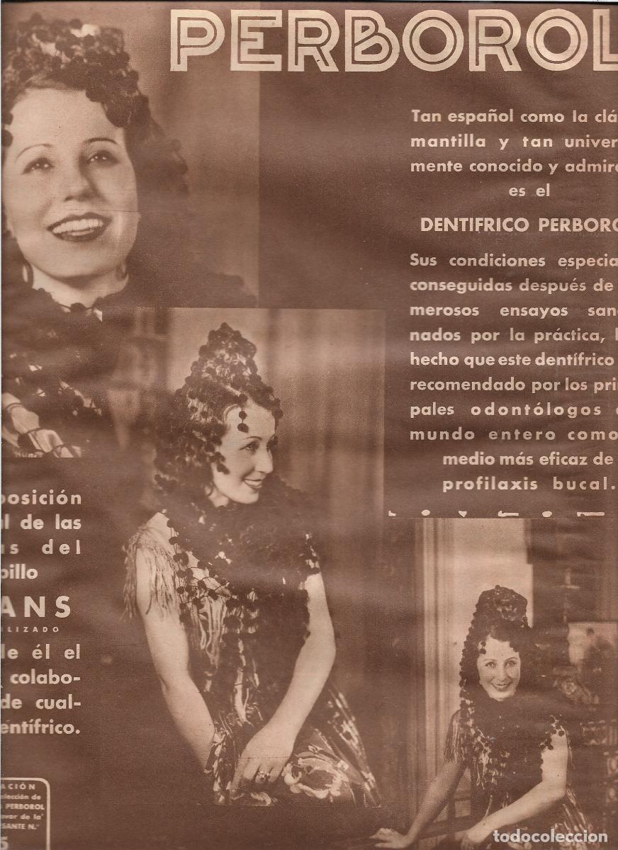 Coleccionismo: A&Ntilde;O 1933 RECORTE PRENSA PUBLICIDAD DENTIFRICO PERBOROL VOTO SE&Ntilde;ORITA NUMERO 5 CONCURSO