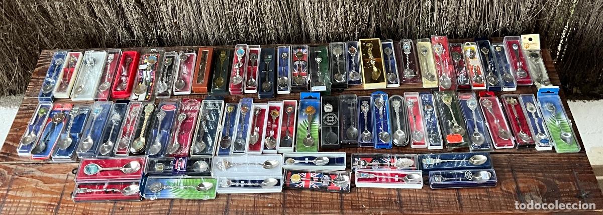Coleccionismo: LOTE DE 70 CUCHARILLAS DE METAL PLATEADO-CUCHARILLAS DE SOUVENIRS-DIFERENTES PA&Iacute;SES-DE COLECCION