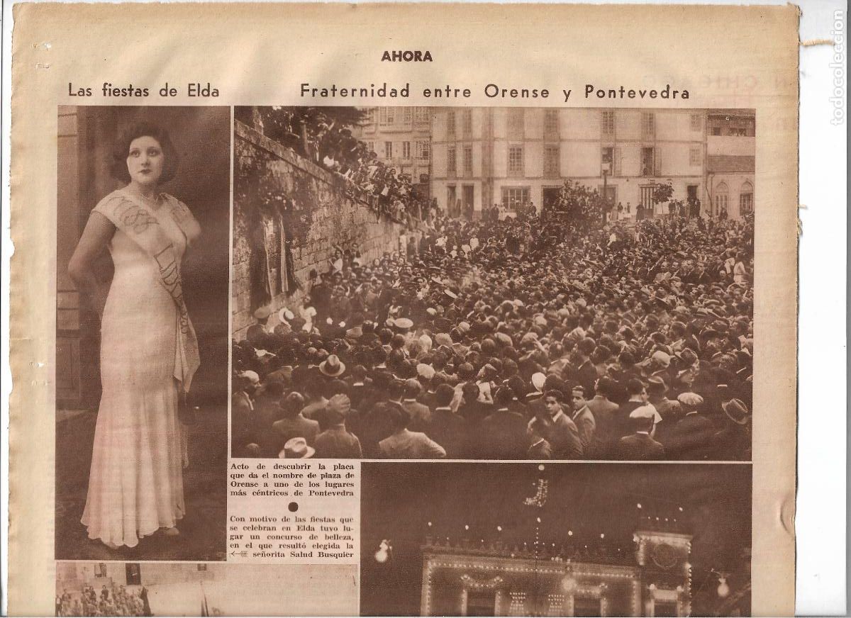 Coleccionismo: A&Ntilde;O 1933 RECORTE PRENSA DESCUBRIMIENTO PLACA QUE DA NOMBRE A LA PLAZA DE ORENSE EN PONTEVEDRA