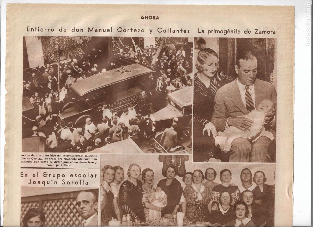 Coleccionismo: A&Ntilde;O 1933 RECORTE PRENSA MUERTE ENTIERRO DON MANUEL CORTEZO COLLANTES ABOGADO PERIODISTA