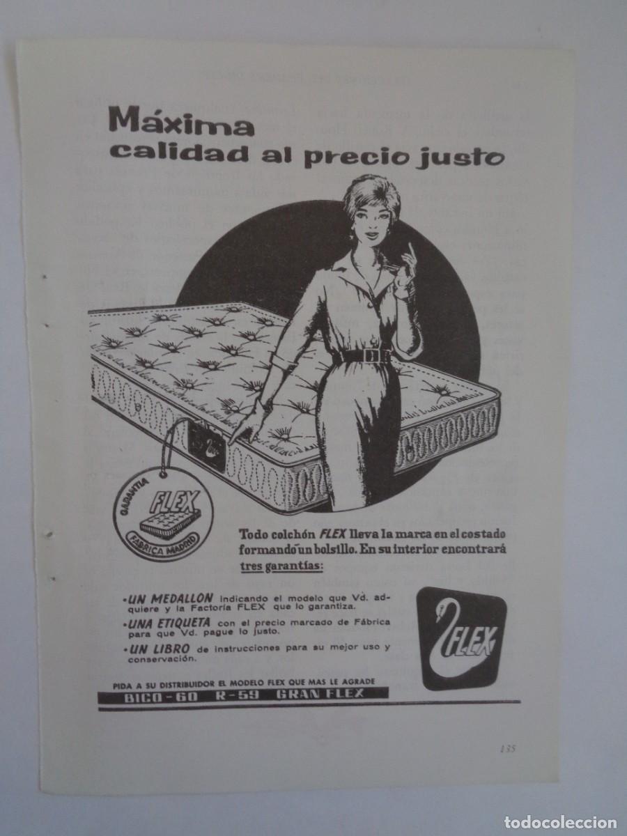 Coleccionismo: HOJA DE REVISTA CON ANUNCIO DE COLCHON FLEX . A&Ntilde;OS 60