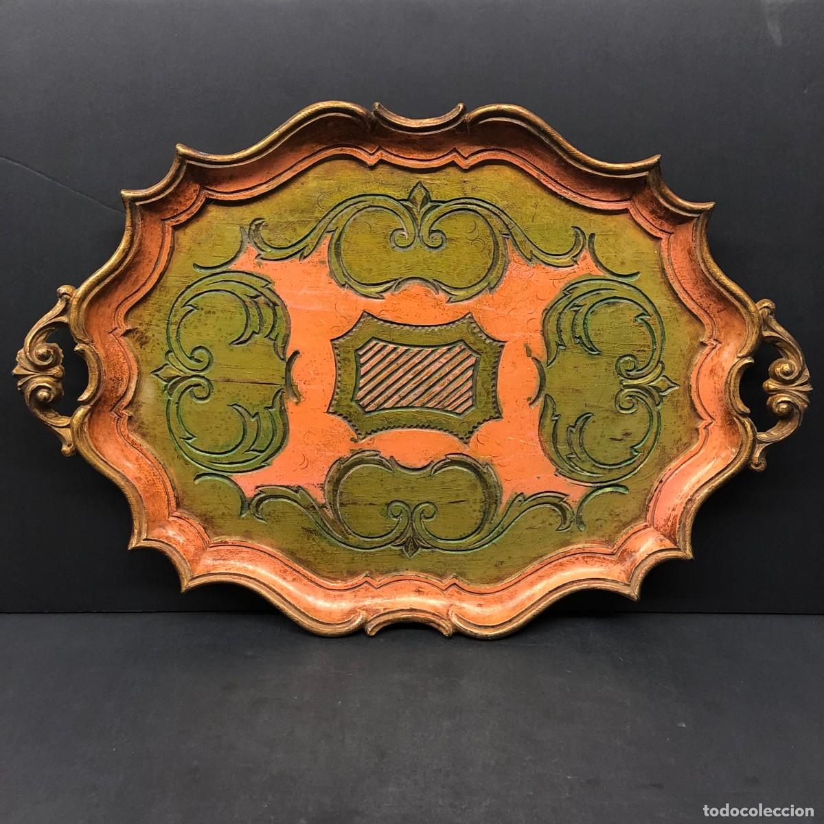Coleccionismo: PRECIOSA BANDEJA - EN MADERA - ITALIANA - PINTADA A MANO - 50 X 35 CM - GRANDE - BANDEJA DECORATIVA