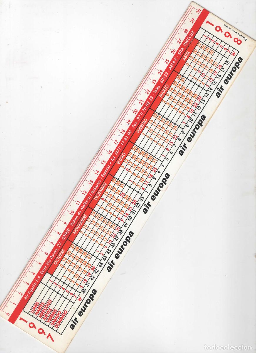 Coleccionismo: Regla calendario compa&ntilde;&iacute;a Air Europa 1997-1998