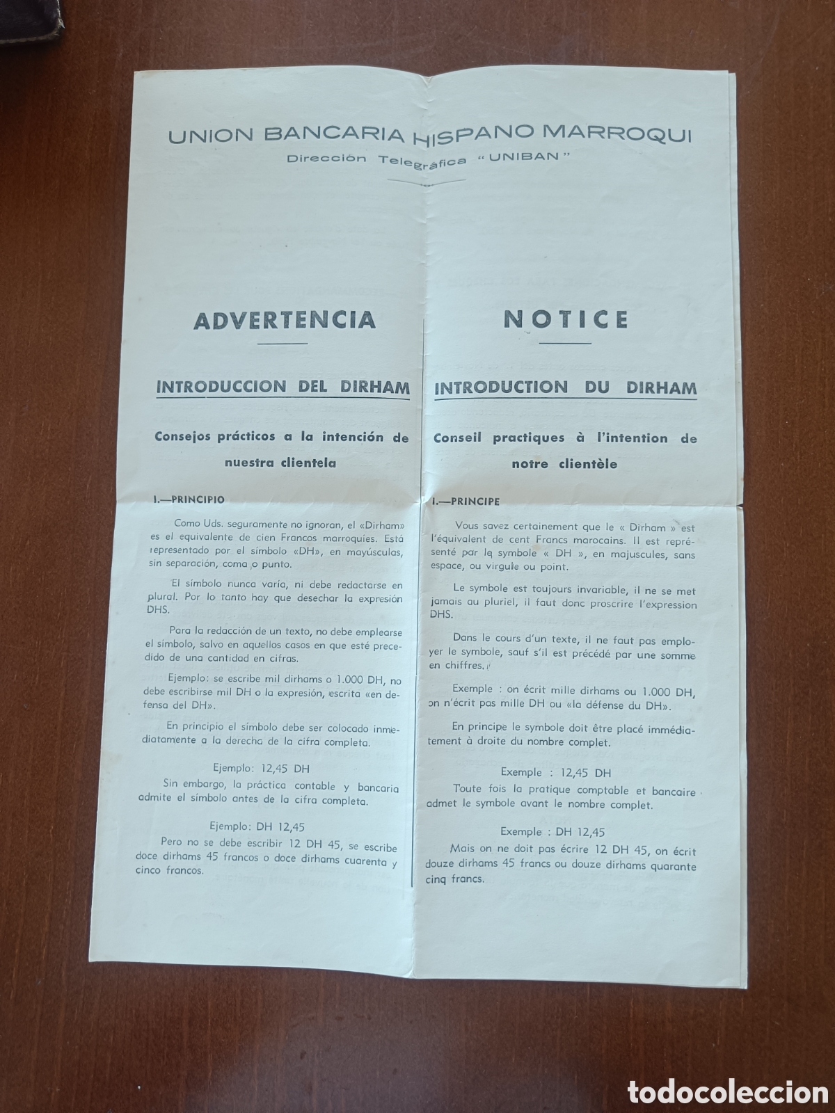 Coleccionismo: Instrucciones sobre la introducci&oacute;n del Dirham en los a&ntilde;os 50