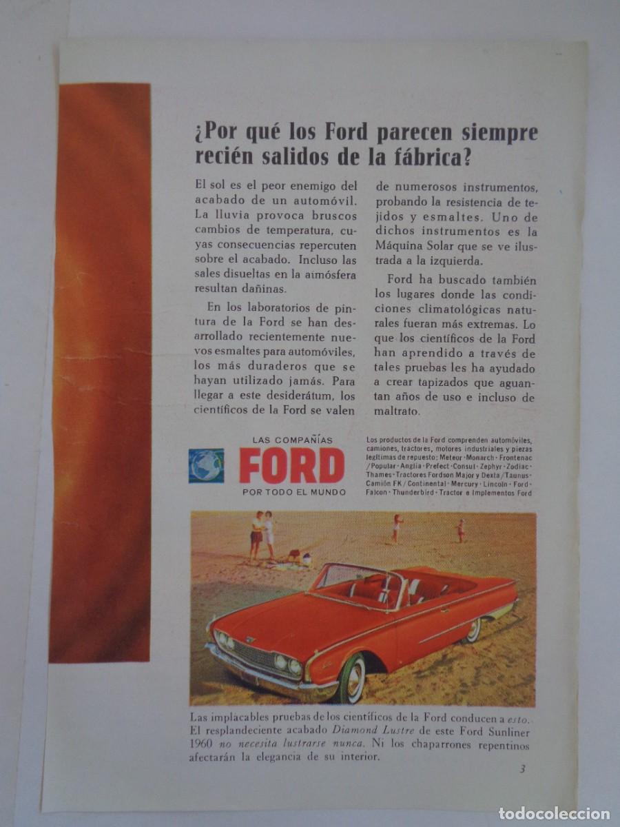 Coleccionismo: HOJA DE REVISTA CON ANUNCIO DE COCHE FORD . A&Ntilde;OS 60