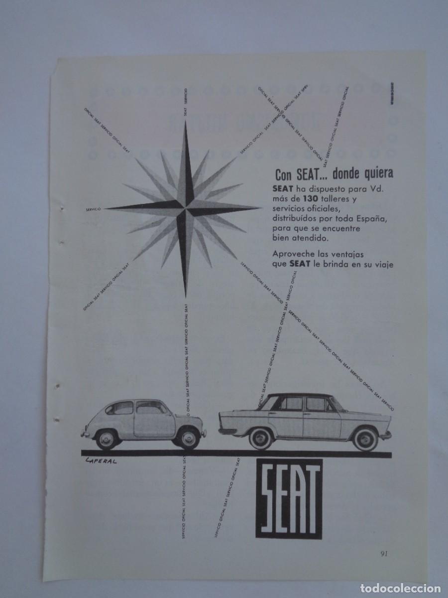 Coleccionismo: HOJA DE REVISTA CON ANUNCIO DE SEAT ( SETA 600 , ETC ) . A&Ntilde;OS 60