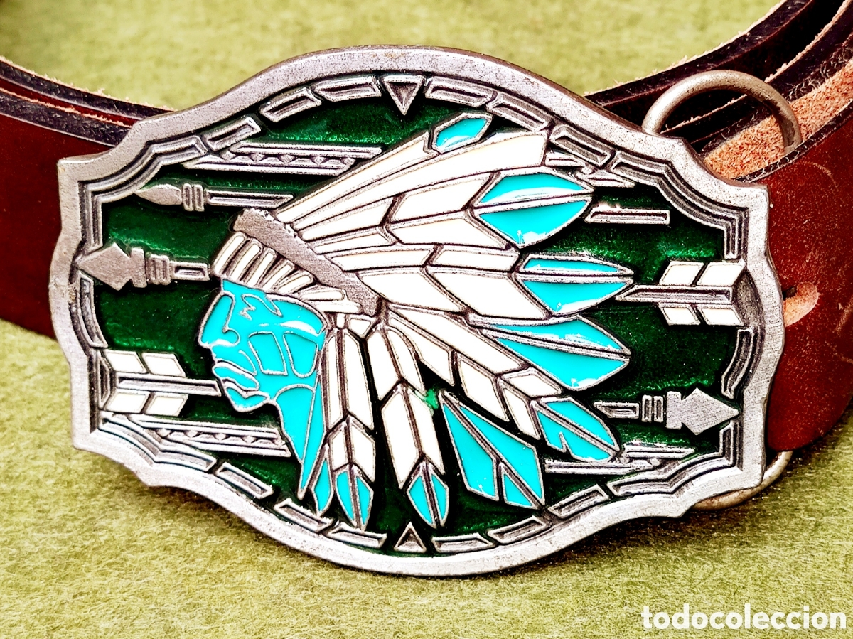 Collezionismo: Hebilla Jefe Indio Indian Chief - Western original California - cintur&oacute;n