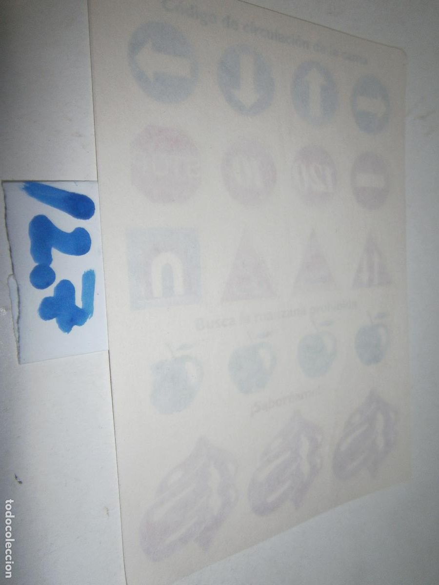 Coleccionismo: ANTIGUA HOJA ADHESIVOS CALCOMANIA DE SE&Ntilde;ALES DE TRAFICO, MANZANAS Y LENGUA ROLLING STONES