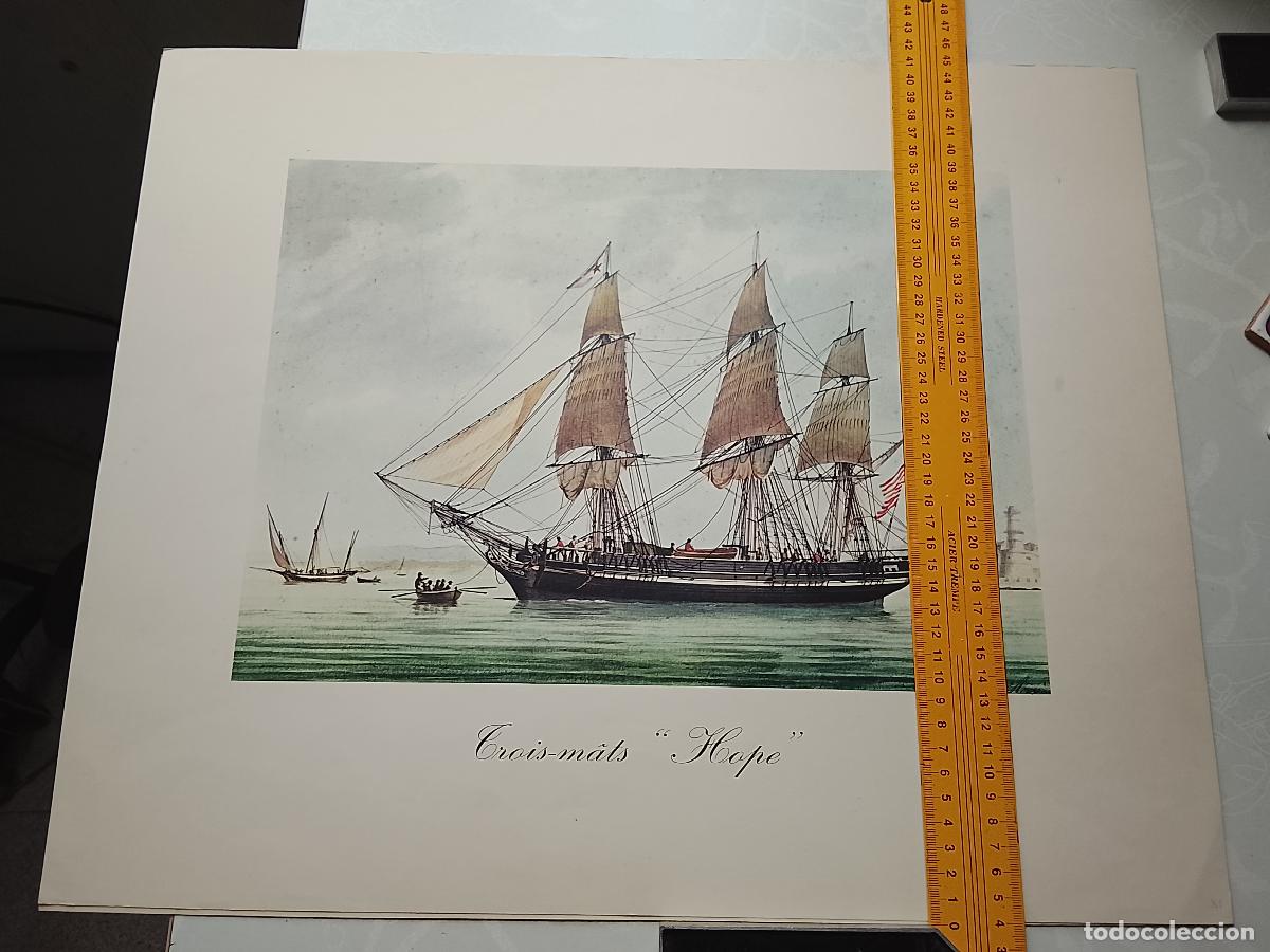 Coleccionismo: GRAN ANTIGUA LAMINA PARA ENMARCAR BARCO - 50 X 41 CM