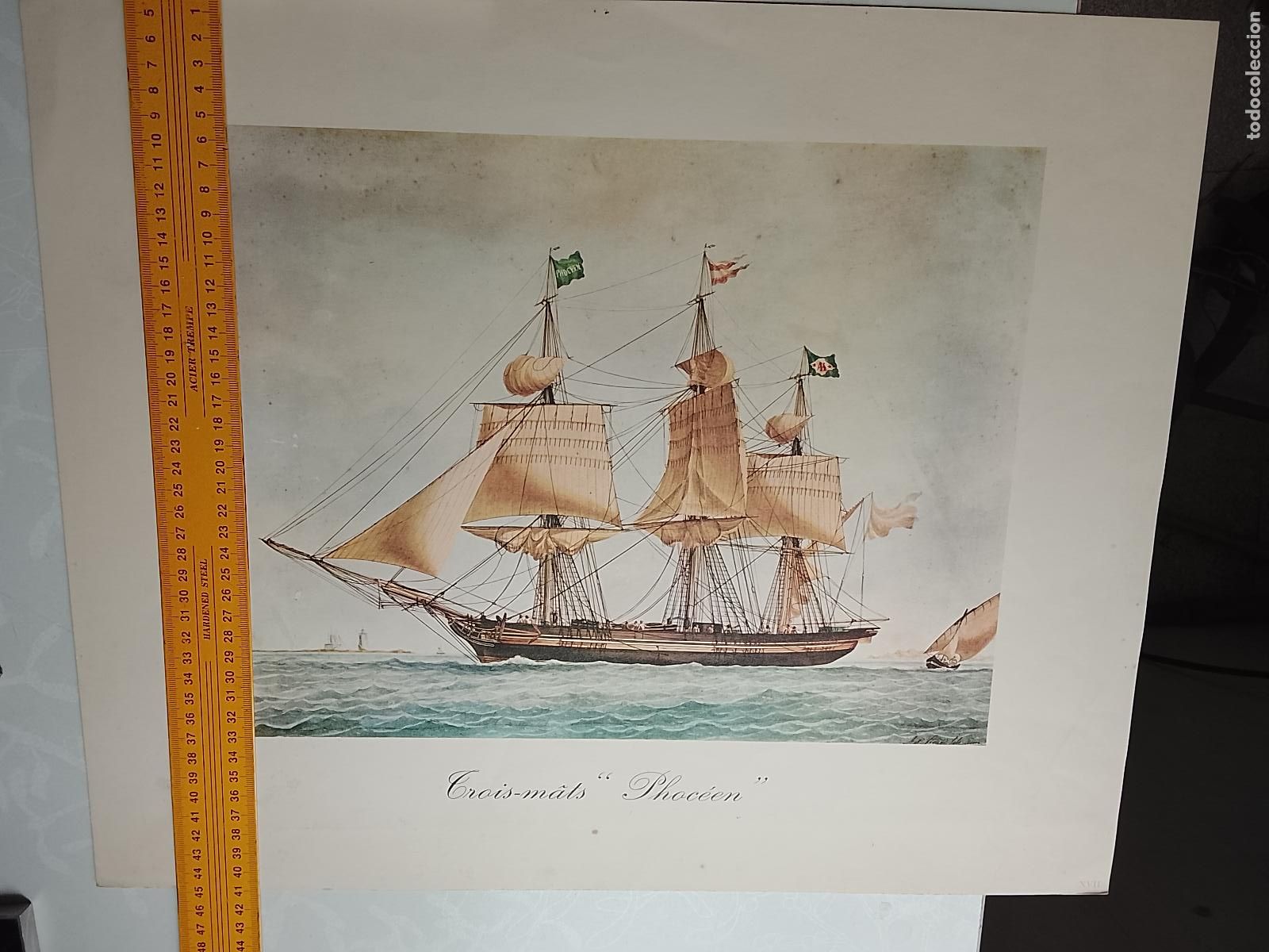 Coleccionismo: GRAN ANTIGUA LAMINA PARA ENMARCAR BARCO - 50 X 41 CM