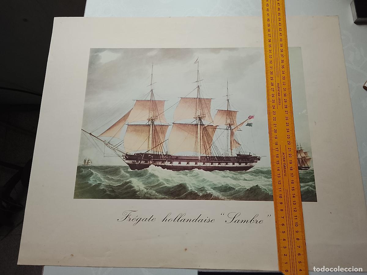 Coleccionismo: GRAN ANTIGUA LAMINA PARA ENMARCAR BARCO - 50 X 41 CM