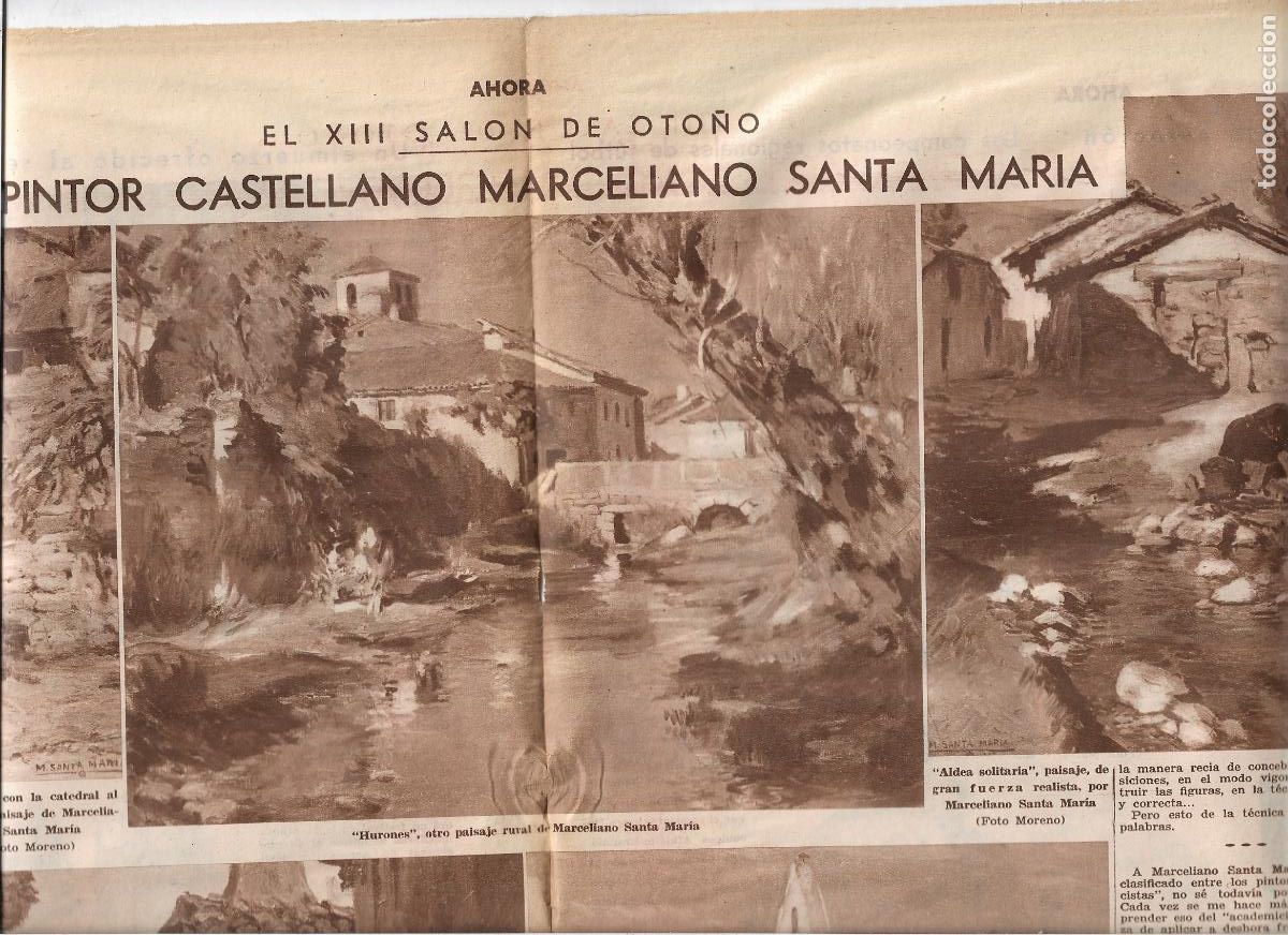 Coleccionismo: A&Ntilde;O 1933 RECORTE PRENSA PINTURA PINTOR MARCELIANO SANTA MARIA BURGOS ALDEA SOLITARIA VILLALVILLA