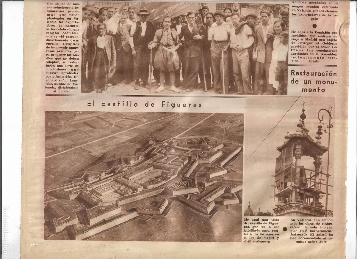 Coleccionismo: A&Ntilde;O 1933 VISTA CASTILLO CASTELL DE FIGUERAS HABILITADO PARA INCURSOS LEY DE VAGOS Y MALEANTES