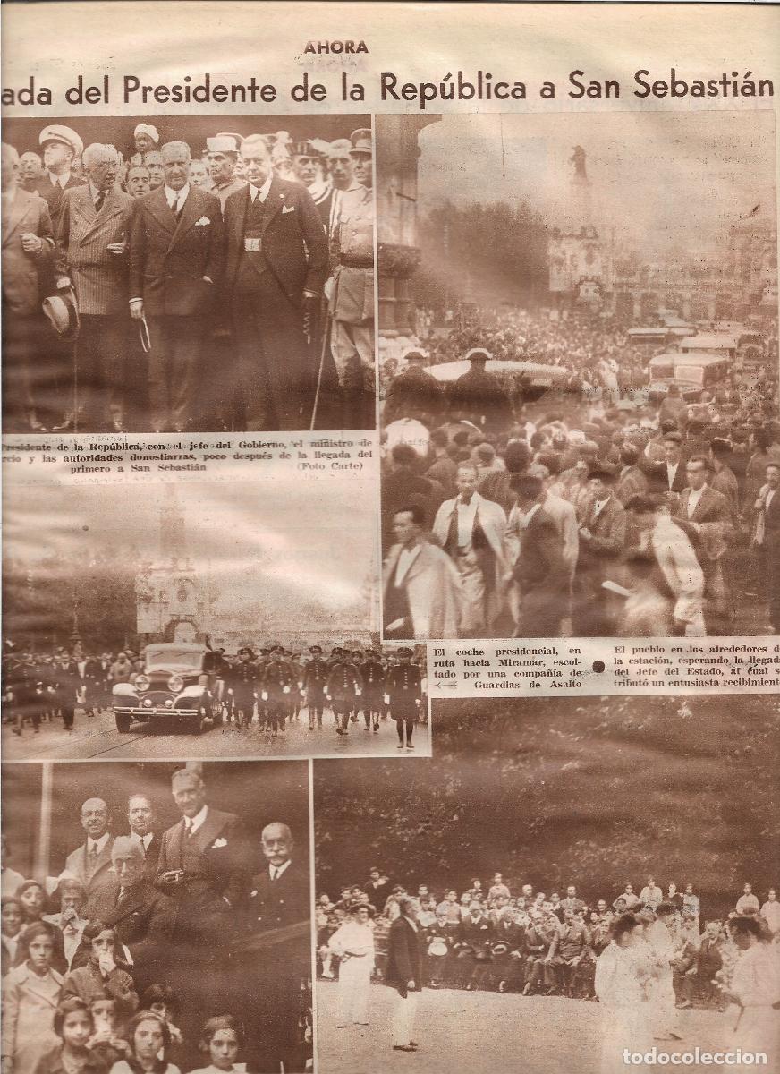 Coleccionismo: A&Ntilde;O 1933 RECORTE PRENSA ALCALA ZAMORA PRESIDENTE REPUBLICA EN SAN SEBASTIAN LLEGADA RECIBIMIENTO