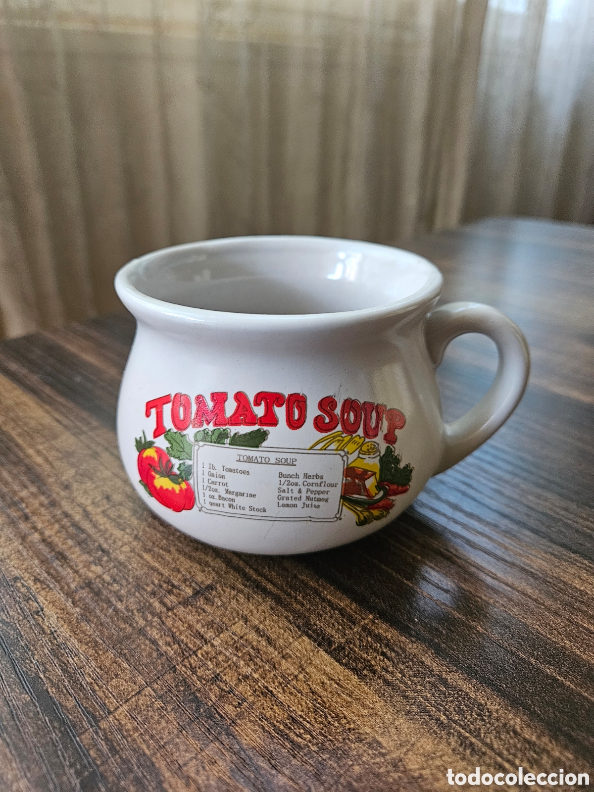 Coleccionismo: Taza de Sopa Retro &rdquo;Tomato Soup&rdquo; &ndash; Con Receta Escrita &ndash; Vintage A&ntilde;os 70/80