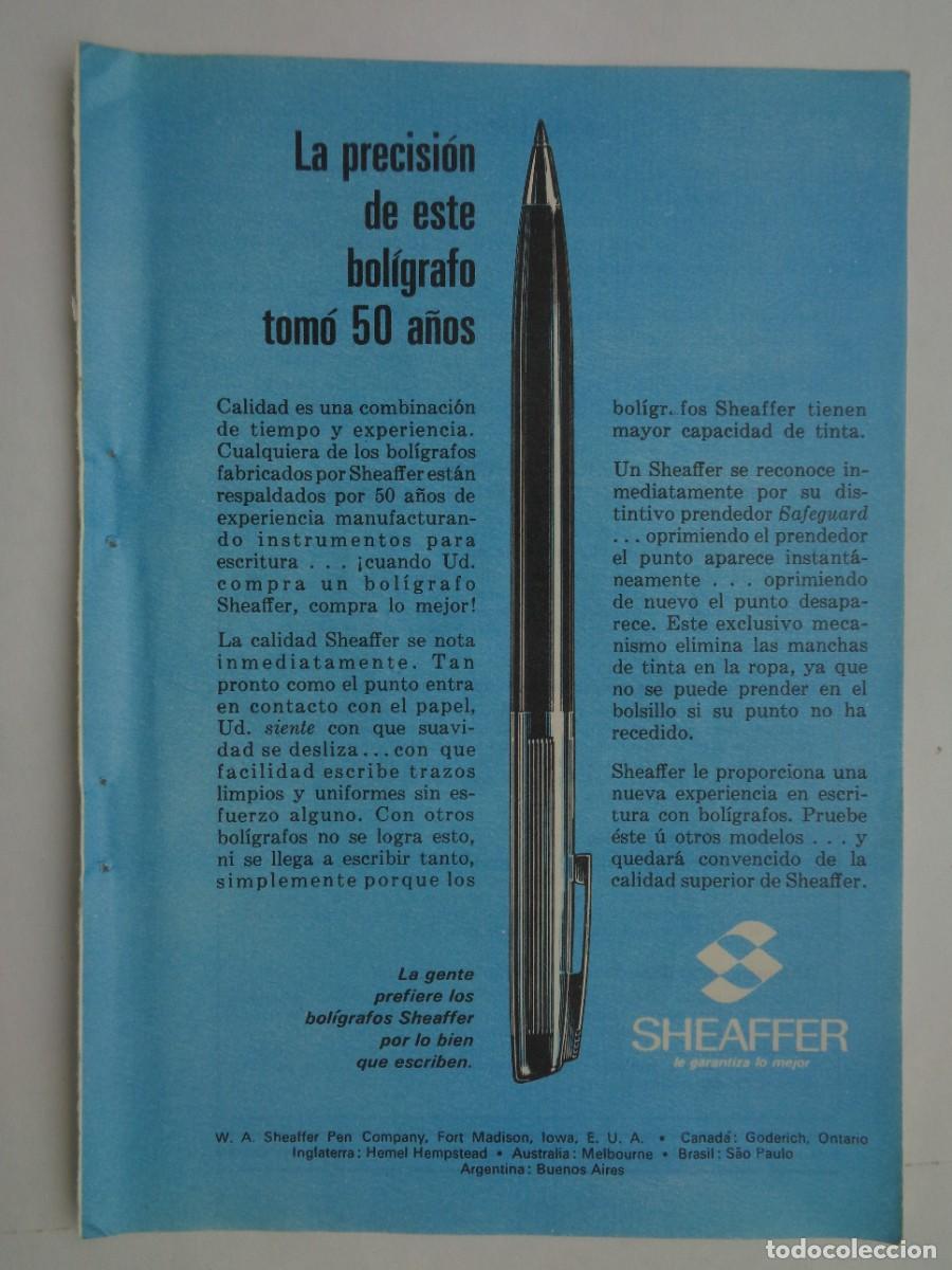 Coleccionismo: HOJA DE REVISTA CON ANUNCIO DE BOLIGRAFO SHEAFFER . A&Ntilde;OS 60