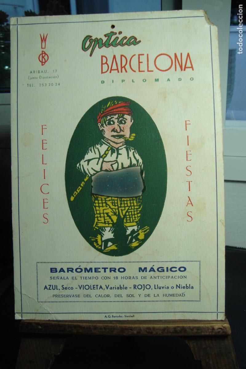 Coleccionismo: ANTIGUO BAROMETRO MAGICO. OPTICA BARCELONA ARIBAU 17.