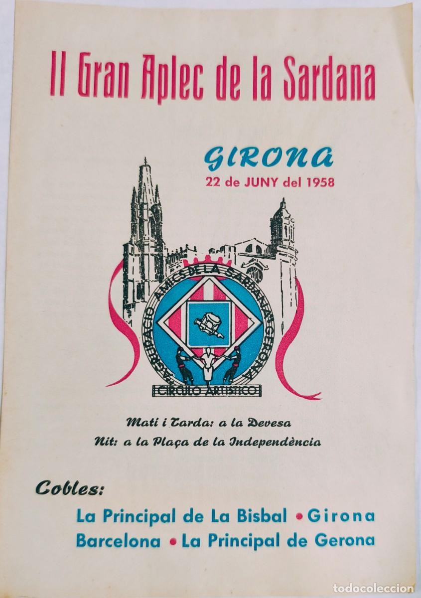 Coleccionismo: Programa Aplec de Sardana Girona 22 juny 1958 - Foto 1