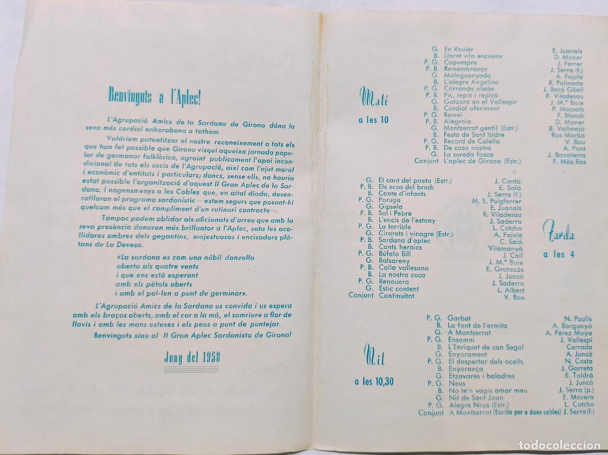 Coleccionismo: Programa Aplec de Sardana Girona 22 juny 1958 - Foto 2