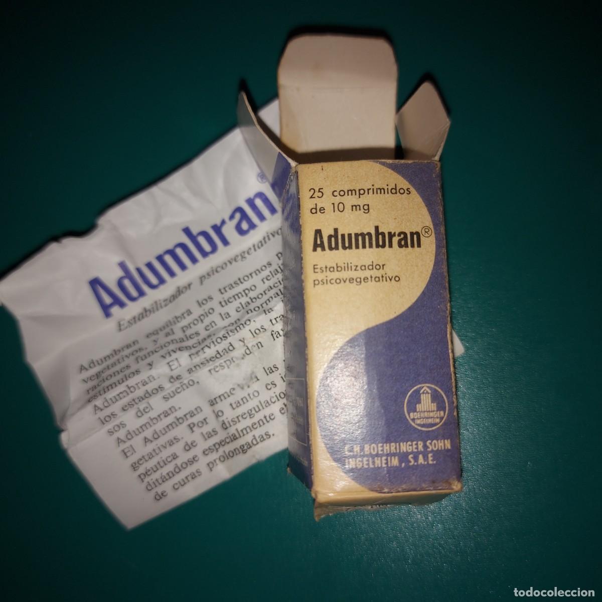 Coleccionismo: nvase de Adumbran, estabilizador psicovegetativo - Laboratorios Boehringer Ingelheim - CAJA VACIA