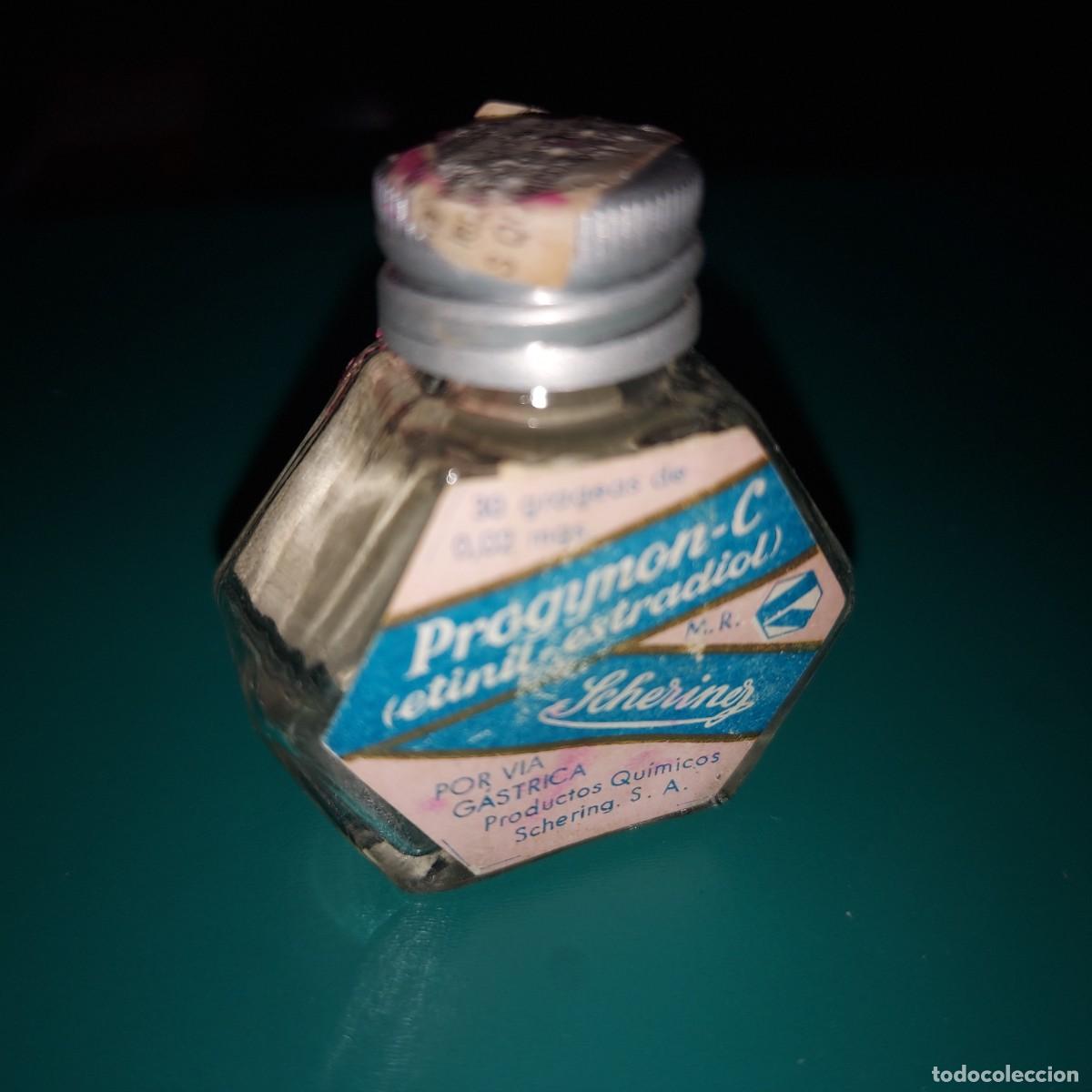 Coleccionismo: MEDICAMENTO ANTIGUO DE FARMACIA A&Ntilde;SO 40 , PROGINON C, HORMNONA ESTRADIOL, BOTE VACIO