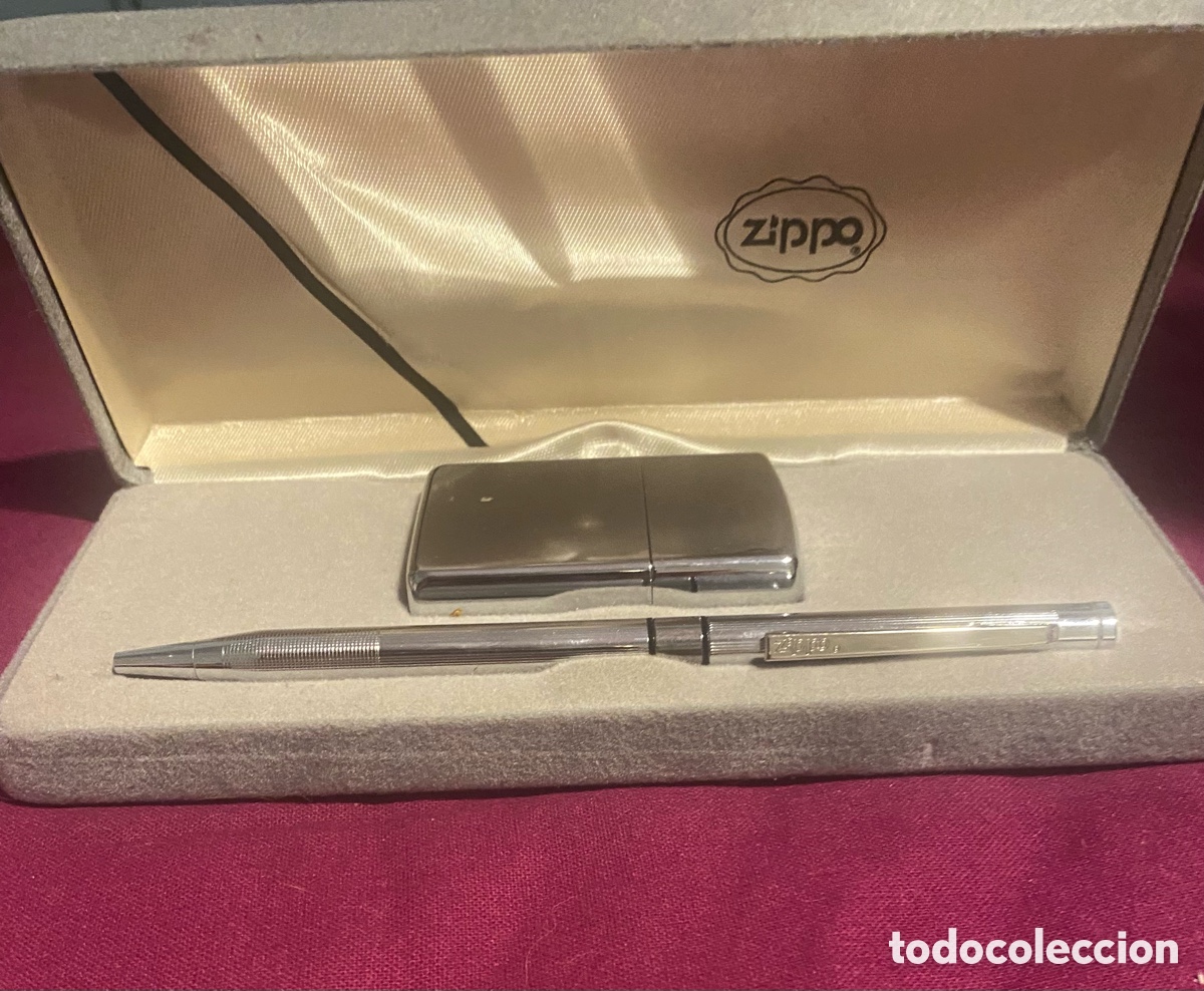 Coleccionismo: Set Vintage ZIPPO (1985) - Encendedor, Bol&iacute;grafo y Estuche Original (Sin publicidad)